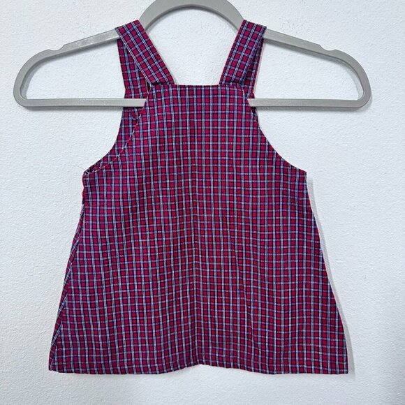 Vintage Buster Brown Red Plaid Bear Embroidered Jumper Dress Size 3T Christmas - Picture 2 of 3